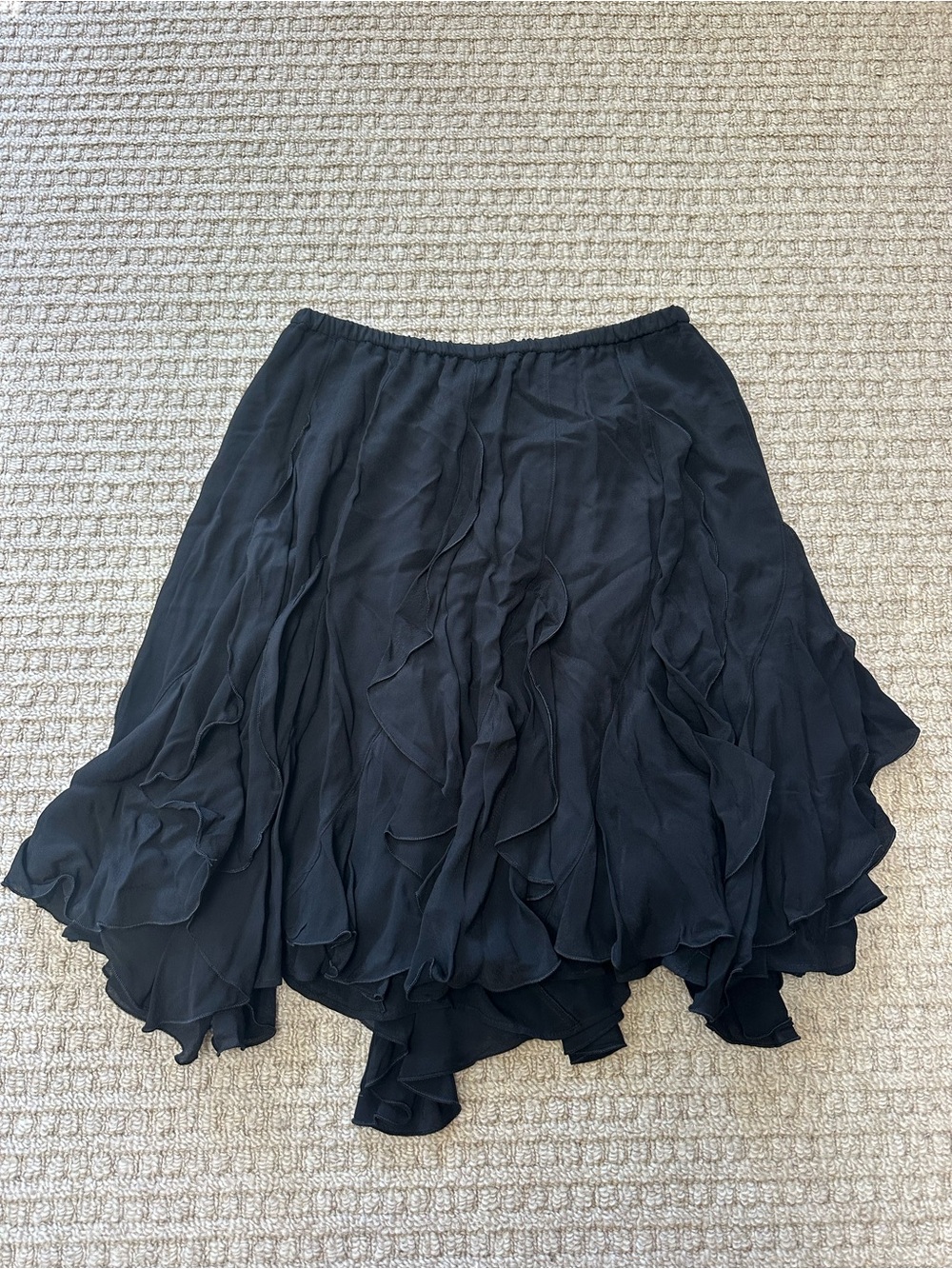 Zara Black Boho Lined Ruffle Skirt Sz S